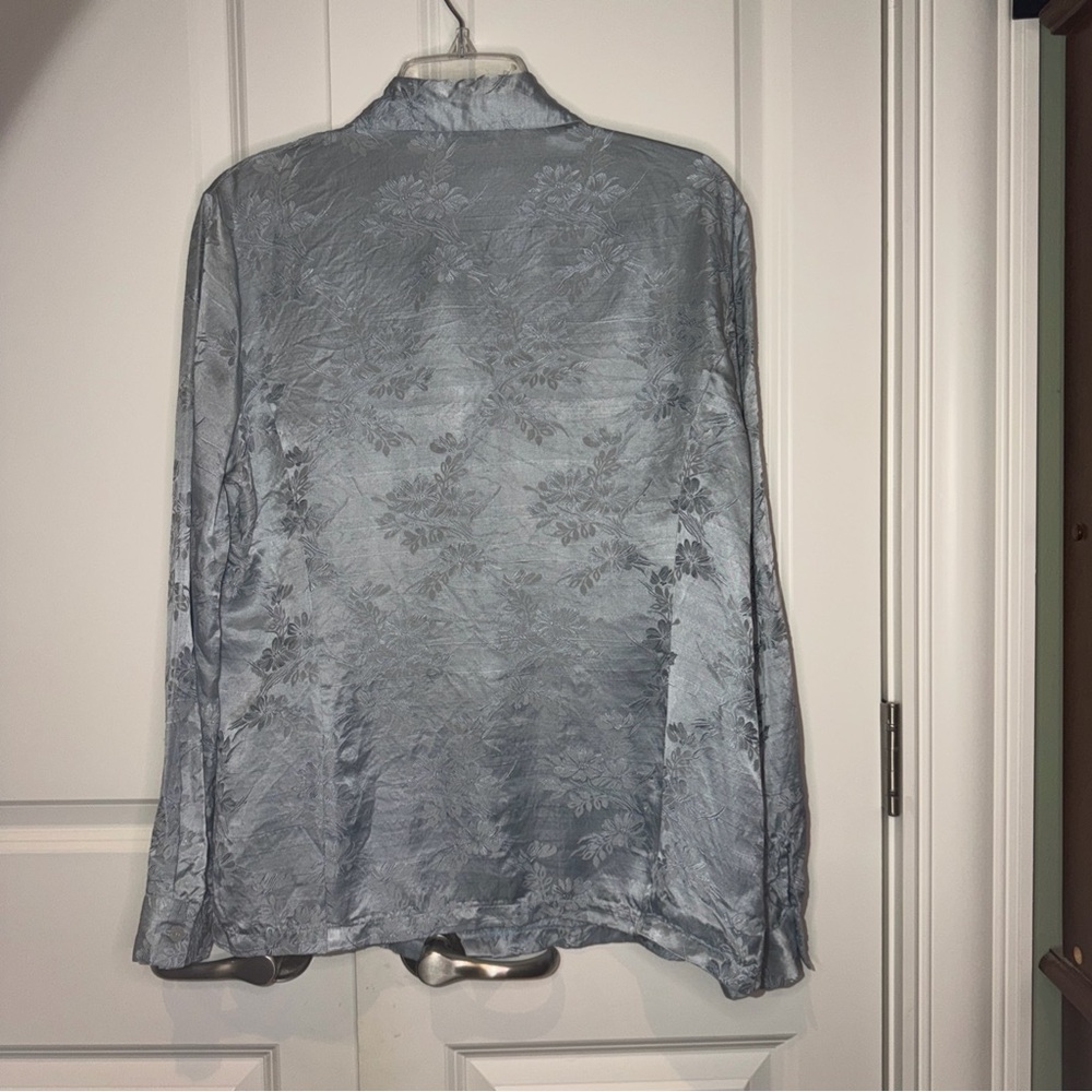 Y2K Willi Smith Collection Silk Jacquard Floral Button Blouse Womens Large - Picture 2 of 5